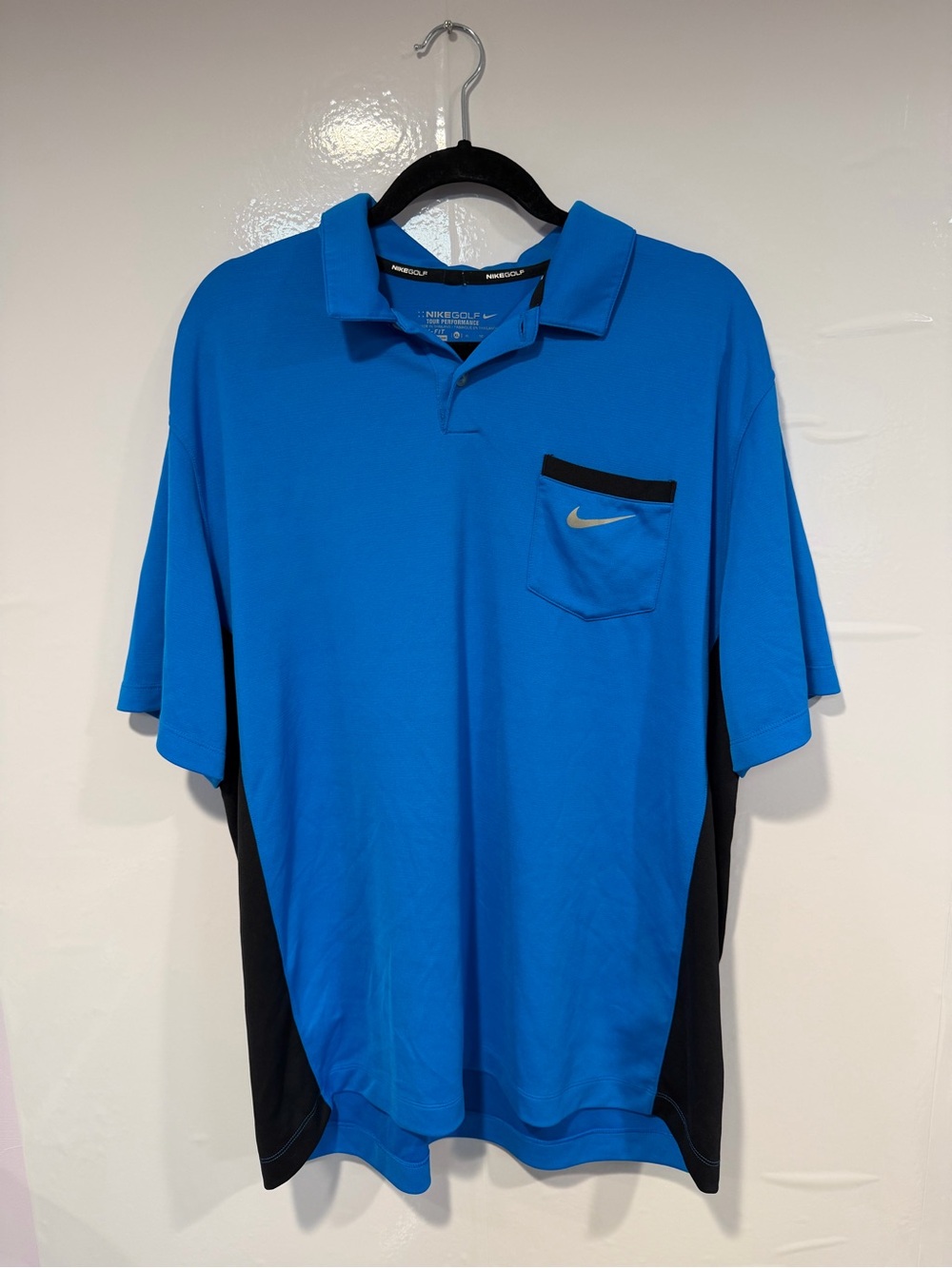 Nike Golf Mens XL Blue Dri-FIT Performance Polo Shirt Short Sleeve Pocket
